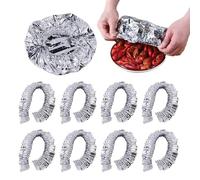 10 Pezzi Coperchi Alimentari Riutilizzabili In Alluminio - Copripiatti Termici Isolanti Con Elastico, Copertura Isolante In Lamina Di Stagno Per Frutta, Cucina, Ciotole