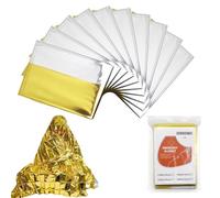 10 Pezzi Coperta Termica Emergenza, Rescue Blanket, Coperte Termiche di Sopravvivenza di Emergenza, Telo Termico Bifacciale, Telo di Sopravvivenza per Protegge da Freddo, Impermeabile, All'aperto