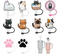 10 Pezzi Coperture per Cannuccia per Stanley Cup, 10mm Punte per Cannuccia Antipolvere Prova di Perdite, Riutilizzabili Tappi per Cannuccia in Silicone, Adorabile Accessori per Stanley Cup 40/30 Oz