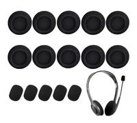 10 Pezzi Copri Cuffie e 5 Pezzi Di Copri Microfono In Schiuma Set, Pad Di Auricolari Sostitutivi Da 5 Cm Adatti Alla Maggior Parte Degli Auricolari Da Ufficio Di Dimensioni Standard (Nero)