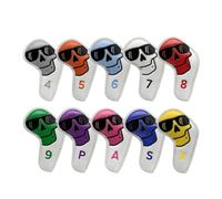 10 Pezzi Copritesta per Mazze con Numeri, Bianco Con Teschio Multicolore, style to 1