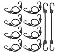 10 Pezzi Corde Elastiche con Ganci, 32cm Nero Corda in Gomma con Gancio, Corda Elastica per Teloni Nero Extra Forte con Chiusure, Tenditore Multiuso per Teloni, per Bagagli, Campeggio, Portabici