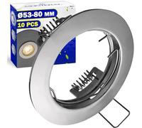 10 Pezzi Cornice LED Portafaretto Ø 53-80 mm - Porta Faretti LED per Lampadina GU10 Max 50W - Corpo in Acciaio Colore Cromo - Garanzia di 10 Anni - MONTERAL