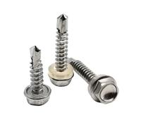 10 pezzi da M4.2 a M6.3 in acciaio inossidabile con testa esagonale flangiata, vite autofilettante con collare a rondella(With washer,6.3x38)