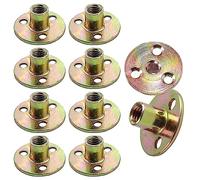 10 Pezzi Dadi a 3 Fori, Dado Flangiato M10, Dado a T con Foro, In Ferro Zincato con Base Rotonda per Fissaggio Mobili di Collegamento, M10x36x2.5mm