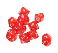 10 Pezzi Dado a 10 Facce in Acrilico Trasparente Rosso, Numeri 0-9 | Bordi Arrotondati, Peso Bilanciato e Finitura Liscia, per Giochi da Tavolo e Attività Matematiche
