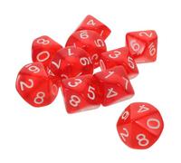 10 Pezzi Dado Acrilico Trasparente a 10 Facce Numerate 0-9 | Bordi Arrotondati e Peso Bilanciato, Finitura Liscia e Colore Rosso, per Tavolo e Rpg