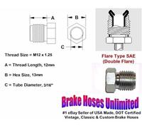 10 Pezzi - DADO TUBO MASCHILE - M12 x 1.25, Flessibile Doppio, Linea 3/16"