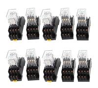 10 pezzi DC 220V bobina 4PDT LED verde relè di potenza for uso generale con base presa