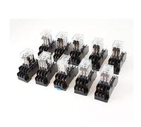 10 pezzi DC220V bobina 3PDT 11 pin LED verde relè di potenza for uso generale con base presa