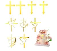 10 pezzi decorazione per torte comunione, decorazione per torte, comunioni, colomba della pace e croce, in acrilico, facile da usare, riutilizzabile, ideale per la prima comunione, regalo e feste
