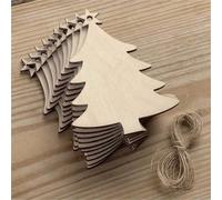 10 pezzi Decorazioni natalizie in legno, decorazioni ad albero di Natale, etichette sospese artigianali, decorazioni per la casa fai-da-te, fette di legno da dipingere, Natale Legno