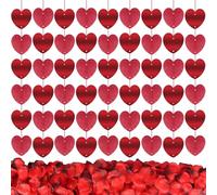 10 Pezzi Decorazioni Pendenti Cuore,Ghirlanda di Cuore Rosso,1000 Petali di Rosa per san valentino decorazione,Decorazione Romantica per Proposta di Matrimonio 10 * 2M