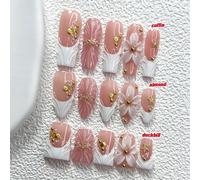 10 pezzi di adesivi per unghie romantici ed eleganti, con decorazioni dorate a forma di stelle marine, conchiglie, strass bianchi rotondi, fiori bianchi a 5 petali con strass dorati, decalcomanie per 