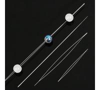 10 pezzi di aghi in acciaio inossidabile per la creazione di perline, fil di rame colorato per infilare perline, aghi curvi ad occhio grande per la realizzazione di gioielli fai da te, strumenti per p