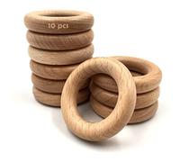 10 Pezzi Di Anelli Di Legno Per L'artigianato, Massaggiagengive In Legno Naturale, Giocattolo Da Masticare In Legno Per Bambini, Anelli Di Legno Per L'artigianato, Braccialetto Di Legno Fai Da Te