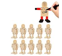10 pezzi di bambole con pioli in legno non finite, figure di forme persone