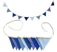 10 pezzi di bandierine, bandierine in tessuto per la cameretta dei bambini, bandierine rosa da 3,15 m, tessuto per giardino, festa nuziale, decorazione per la camera da letto dei bambini (blu)