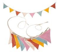 10 pezzi di bandierine in tessuto per cameretta dei bambini, rosa, bifacciali, per baby shower, 3,15 m, per giardino, matrimonio, compleanno, camera da letto, decorazione (giallo e rosa)