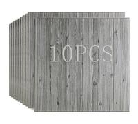 10 pezzi di carta da parati 3D con venature del legno, pannelli murali autoadesivi, pareti decorative effetto legno for soggiorno, camera da letto, cucine (Color : grigio)