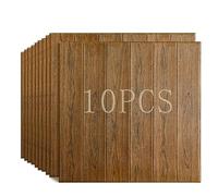 10 pezzi di carta da parati 3D con venature del legno, pannelli murali autoadesivi, pareti decorative effetto legno for soggiorno, camera da letto, cucine (Color : Marrone)