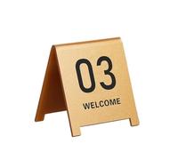 10 pezzi di carte da tavolo in plastica a forma V scrivania pranzo targa tridimensionale ristorante sedile logo display segno per Ristoranti e Bar(Gold 1-10)