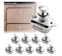 10 pezzi di chiusura a pulsante, chiusura a scomparsa for porta dell'armadio, adatta for camper, barche, furgoni, yacht, armadietti, armadietti da 15-18 mm di spessore(Silver)