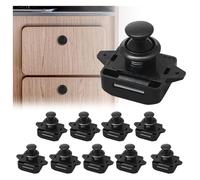 10 pezzi di chiusura a pulsante, chiusura a scomparsa for porta dell'armadio, adatta for camper, barche, furgoni, yacht, armadietti, armadietti da 15-18 mm di spessore(Black)
