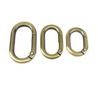 10 pezzi di clip con fibbia in metallo apribile a molla ovale - Ganci moschettone versatili for borse, portachiavi e bagagli(Brass,16mm)