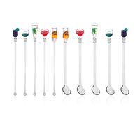 10 pezzi di cocktail di miscelazione bastoni, riutilizzabile miscelatori, trasparente di vetro di vino a forma di arte bastoni, colorato accessori per cocktail, caffè, tè al latte (23 cm)