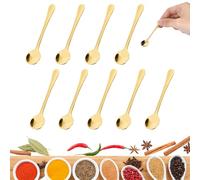 10 pezzi di cucchiaini da espresso mini, in acciaio inossidabile. Piccoli cucchiai compatti e portatili. Adatti per spezie, sale, miele, cucchiaini da tè, cucchiaini da caffè italiani (7,5 cm Oro)