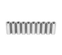10 pezzi di dado esagonale per giunzione a barra lunga, dado esagonale in acciaio inox M8 x 1,25, connettore filettato argentato anti-corrosione per bulloni, prigionieri e viti