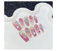 10 Pezzi Di Fard Fatti A Mano Con Stampa Sulle Unghie, Copertura Completa E Sfumatura Lunga, Design A Cuore Lunare, Per Unghie Finte Kit per manicure(L-YI)