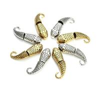 10 pezzi di fermagli a forma di testa di serpente dorati antichi, terminali per connettori per braccialetti in pelle, gioielli fai da te, risultati - 10 set misti