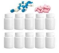 10 Pezzi Di Flaconi Vuoti Per Pillole Di Medicinali, Fiale Di Plastica Bianca Con Tappo a Vite, Capsule Di Polvere Solida E Liquida, Custodia Per Pillole, Contenitore Per Compresse, Contenitore Per