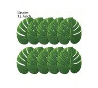10 pezzi di foglie di palma tropicali artificiali per luau hawaiani, decorazioni per feste della giungla, matrimoni estivi, compleanni, casa, ornamenti per tavoli da pranzo, piante finte 15cm,20cm,35c