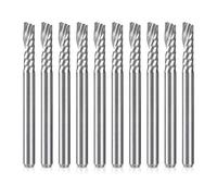 10 pezzi di frese a flauto O in alluminio con gambo da 1/8 di pollice, frese a spirale con taglio verso l'alto, set di frese a flauto singolo, fresa for incisione CNC in carburo di tungsteno massiccio