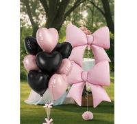 10 pezzi di palloncini decorativi in alluminio a forma di cuore e fiocco per decorazioni di feste, vacanze, occasioni speciali, decorazioni eleganti per feste, festa di nascità, feste a tema bambino A