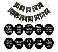 10 Pezzi Di Palloncini Di Compleanno Divertenti, 1 Pezzo Di Bandiera Stampata A Caldo, Palloncini Con Frasi Parodia, Palloncini Per Feste Maleducate, Adatti Per Compleanni E Feste Festive