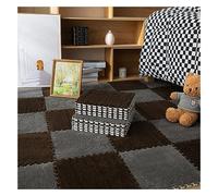 10 Pezzi di Piastrelle di Moquette Ad Incastro in Schiuma Spessa, Soffice Tappetino da Gioco Puzzle, Tappeti Morbidi Quadrati per La Sala Giochi Domestica O L'uso in Classe(Color:Grigio+caffè Scuro)