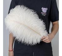 10 pezzi di piume di struzzo 15-55 cm bianco rosa nero pennacchi all'ingrosso for la decorazione della festa nuziale artigianato fai da te materiale lampada da terra centro palco(White,50-55cm)