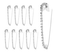 10 Pezzi di Spille di Sicurezza con Strass, Spille d'Argento per Donne Spille di Sicurezza da Cucito alla Moda Spille da Imbastitura Pratiche per Trapuntatura per Maglioni, Sciarpe, Gonne