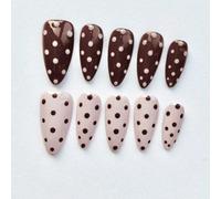 10 pezzi di unghie finte a forma di mandorla realizzate a mano, con uno stile semplice che adotta lo stile della manicure a pois. Queste unghie combinano uno stile carino e dolce con un po' di una sen