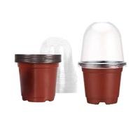 10 Pezzi di Vasi Trasparenti per con Coperchi Che Controllano L'umidità, Riutilizzabili E Dotati di Fori di Drenaggio per Piante Pa, Vasi Rossi