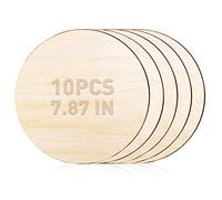 10 Pezzi Dischi Legno Circolare, 20CM Decorazioni Legno Grezzo Rotondi, 1,5mm Dischi Rotondi in Legno, Segno del Cerchio di Legno per Fai-Da-Te, Artigianato, Ornamenti e Sottobicchieri