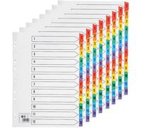 10 Pezzi Divisori File A4, 1-12 Numerati Divisori Soggetto A4 Con Linguette a Co