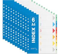 10 Pezzi Divisori per Raccoglitori Ad Anelli A4 PP Multicolori Separatori Raccog