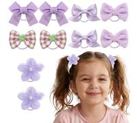 10 pezzi elastici capelli per bambina, fermacapelli elastici carini, fiocco viola e fiori per bambine, neonate, accessori per capelli