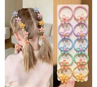 10 pezzi Elastici per capelli colorati e dolci per ragazze, accessori per capelli alla moda e versatili per bambini, regalo di fine anno per bambini, bomboniera per feste PiantePoliestere