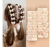 10 pezzi Elastici per capelli con fiocco 3D perlato, alta elasticità e non dannosi per i capelli dei bambini, set di accessori per capelli dolci e versatili per la scuola GraficoPoliestere